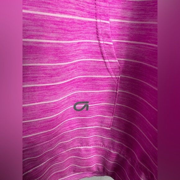 GapFit Women's Kabru funnel Neck hooded pink striped Long Sleeve Shirt sz XL GUC - Picture 2 of 7